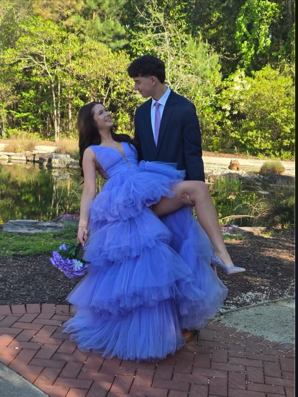 Sherri Hill Lavender Tiered Tulle Prom Dress